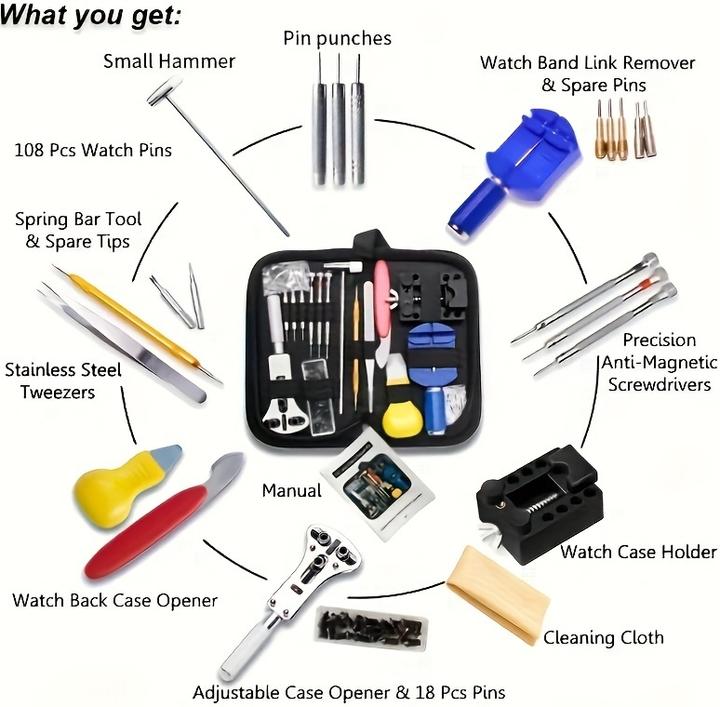 Produktbild PhoneLook Uhren Reparatur Werkzeug Set (147 Teile) Komplettes Uhrenmacher Kit