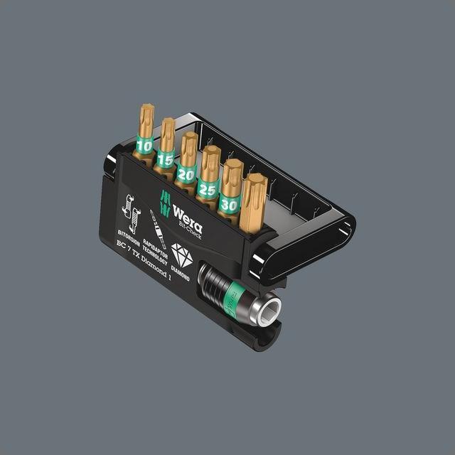Actual product image Wera Bit-Check 7 TX Diamond 1 (Hexagon socket TX M20, Hexagon socket TX M25, Hexagon socket TX M15, Hexagon socket TX M30, Hexagon socket TX M10, Hexagon socket TX M40)