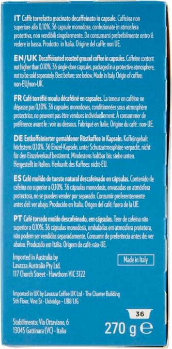 Immagine prodotto Lavazza Dek Cremoso Capsule caffè Tostatura media 36 pz (36 x Porta.)