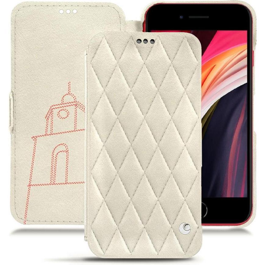 Noreve Lederschutzhülle horizontal (Apple iPhone SE (2nd Gen), Apple iPhone SE (3rd Gen)), Smartphone Hülle, Weiss