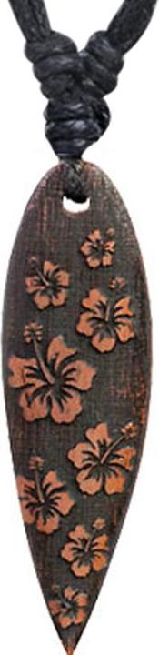 Immagine prodotto Star Piercing Collana nera con ciondolo con incisione a fiori di ibisco in legno di Sawo (senza ottone, Organico)