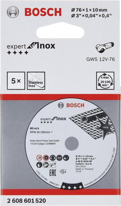 Produktbild Bosch Professional Zubehör PRO Stainless Steel and Metal Trennscheibe, 76 x 1 x 10 mm