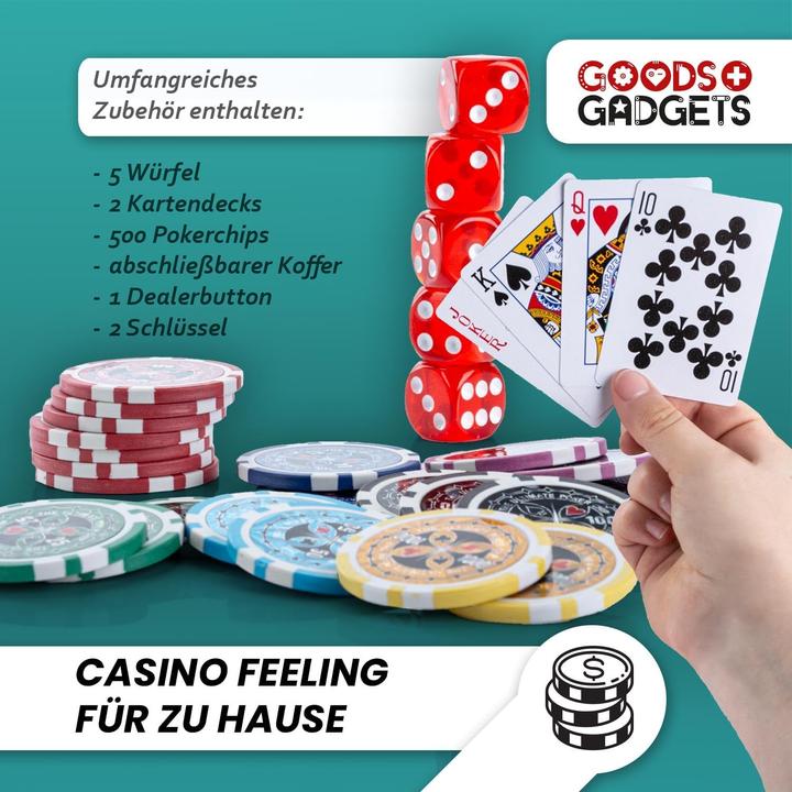 Immagine prodotto Goods + Gadgets Pokerkoffer Set mit 500 Chips