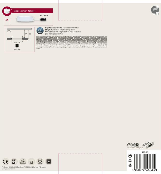 Produktbild Paulmann Einbaupanel Quality Line (1450 lm)
