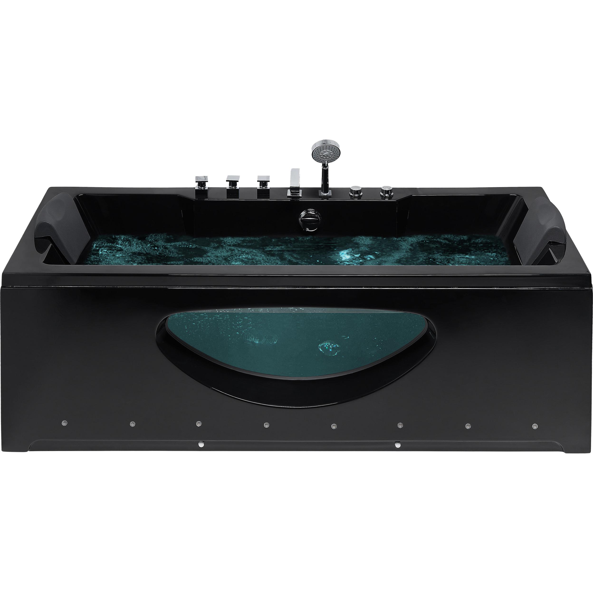 Beliani, Badewanne, Whirlpool Badewanne schwarz rechteckig mit LED 180 x 80 cm HAWES (235 l, 80 cm)