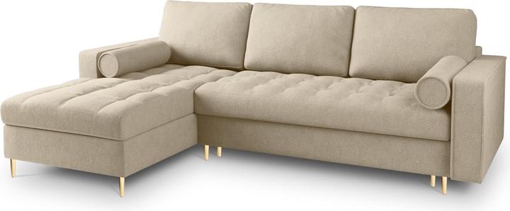 Cosmopolitan Design Left Corner Sofa With Bed Function And Box, "Aspen", 5 Seats, Beige, 240x175x96 Made in Europe (Corner sofa)