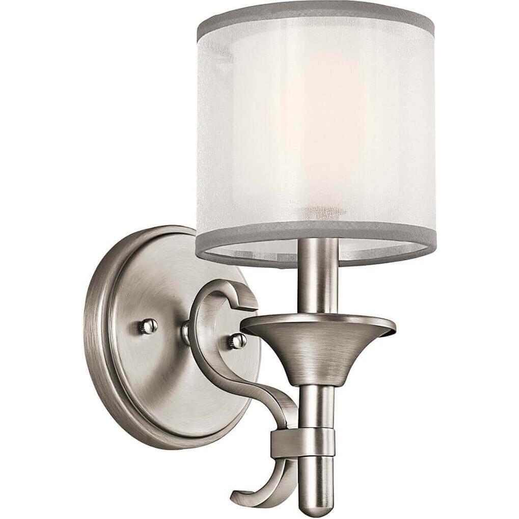 Elstead Lighting, Wandleuchte + Deckenleuchte, Lacey Wandleuchte E14 Antikes Zinn Weiss-organza (E14)