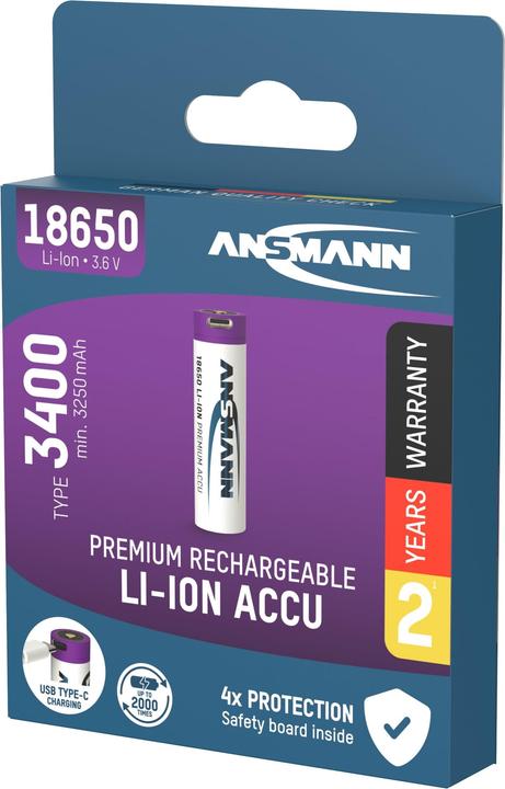 Produktbild Ansmann Li-Ion Akku 18650 (1 Stk., 18650, 3400 mAh)