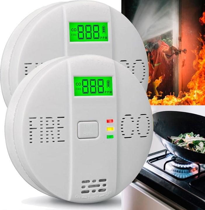 Image du produit Eaxus 2er-Set CO & Rauchmelder Kombigerät Air-Guard Duo, 85dB, Brand- & Kohlenmonoxidalarm