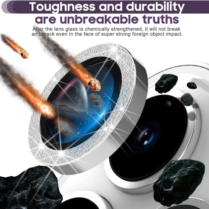 Image du produit Ueli Express Verre blindé pour appareil photo Protection de la lentille paillettes (1 pcs, Apple iPhone 16 Pro, Apple iPhone 16 Pro Max)