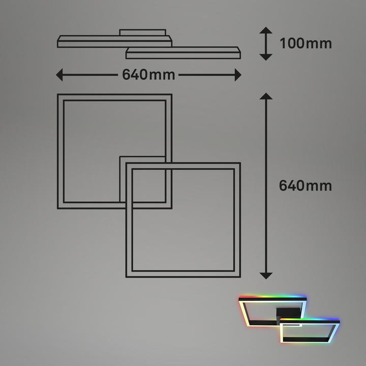 Produktbild Briloner RGB CCT LED Deckenleuchte, schwarz, LED/40W (1900 lm)