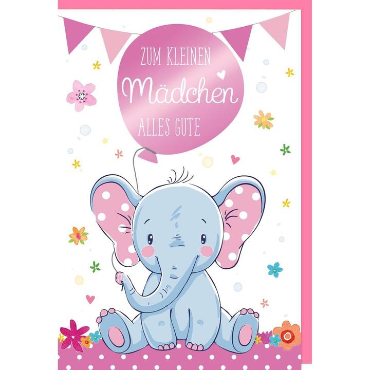 Produktbild Braun + Company Glückwunschkarte Elefant 11.5 x 17 cm, Rosa (1 Stk.)