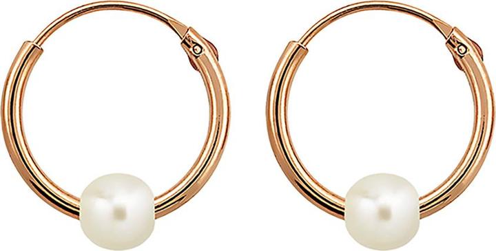 Image du produit Star Piercing Boucles d'oreilles or rose rond avec perle (sans laiton, Argent sterling 925)