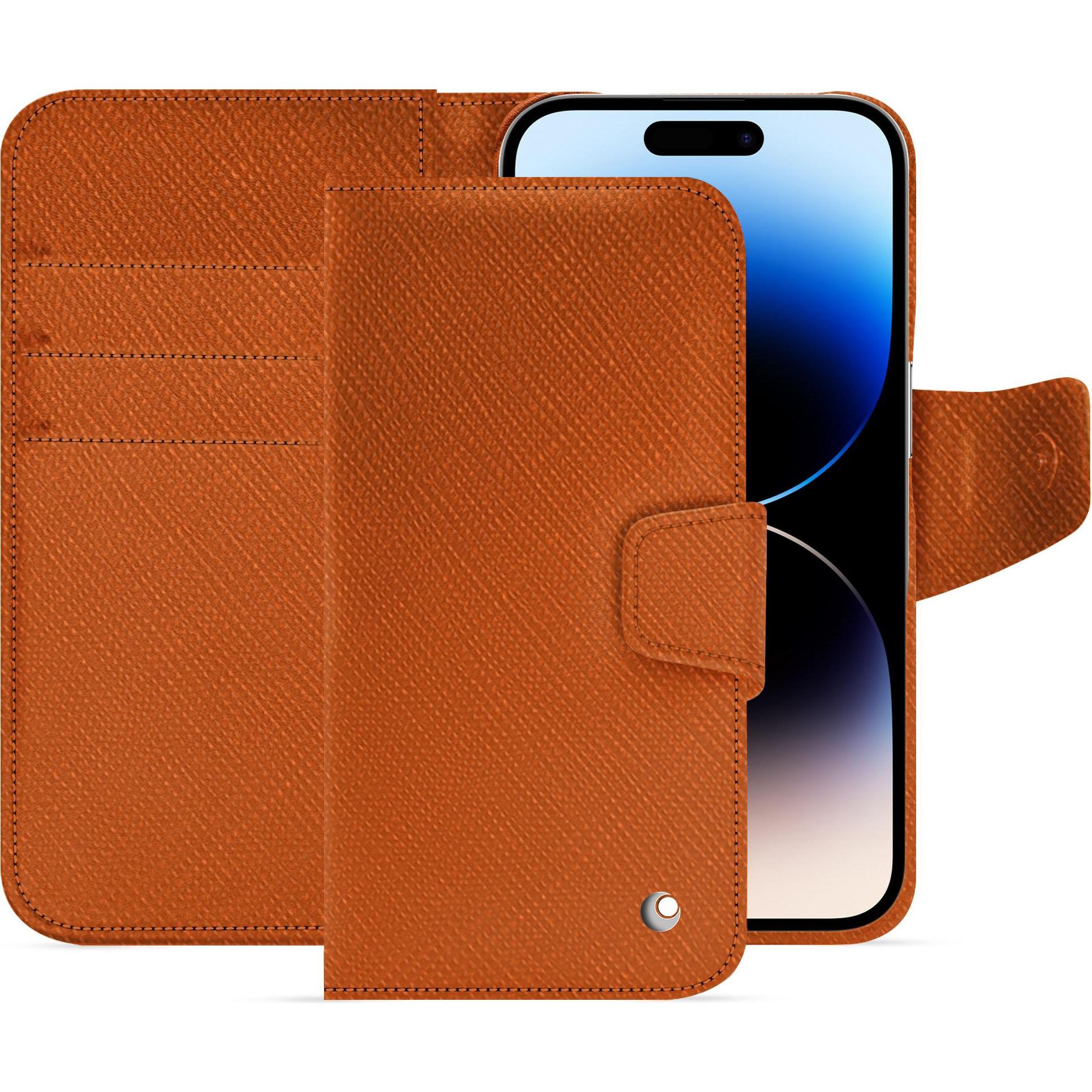 Noreve Lederschutzhülle Apple iPhone 15 Pro (Apple iPhone 15 Pro), Smartphone Hülle, Orange