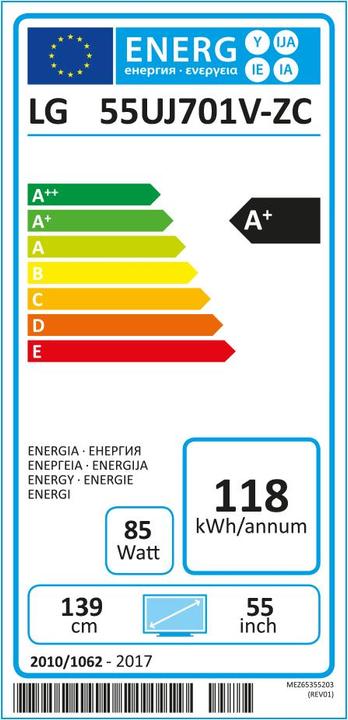 Energy Label LG 55uj701 (55", LCD, 4K)