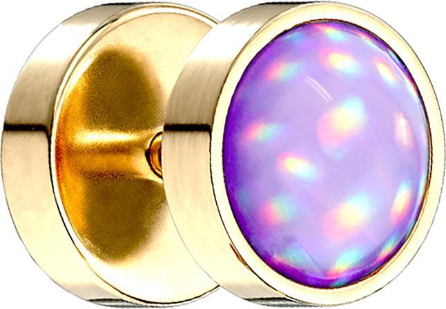 Immagine prodotto Star Piercing Fake Plug vergoldet mit Opalite violett (senza ottone, Acciaio chirurgico 316L)