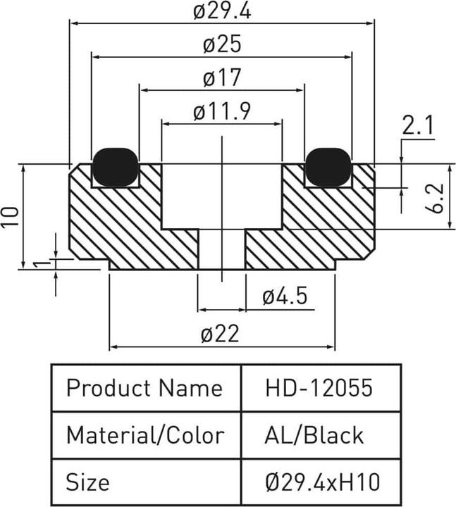 Produktbild Dynavox Aluminium Gerätefüsse midi schwarz 4erSet (Plattenspieler Abdeckung)
