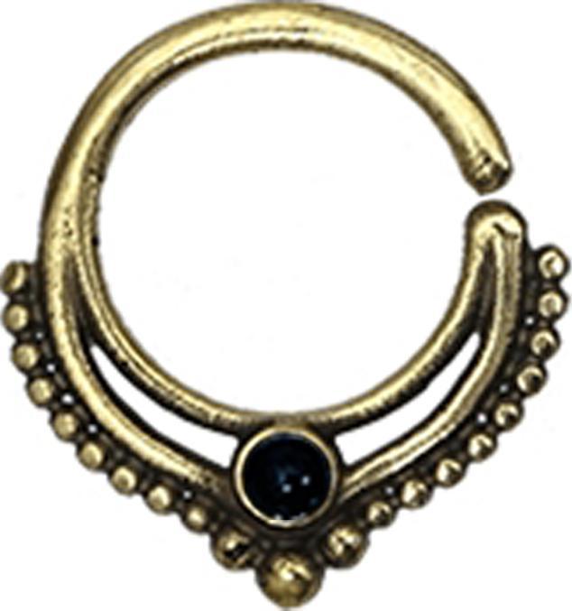 Produktbild Star Piercing Micro Piercing Ring vergoldet Kugelrand mit Onyx Stein (Messing)