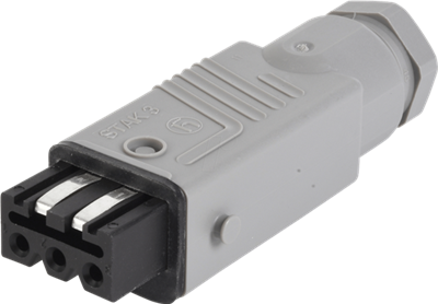 Actual product image Hirschmann STseries 3way socket w/strain relief,16A