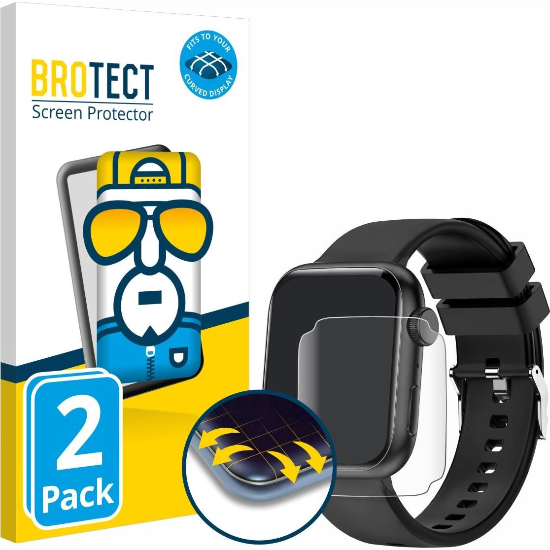BROTECT Fullscreen Schutzfolie Displayschutz Folie Klar Transparent, Smartwatch Schutzfolie, Transparent