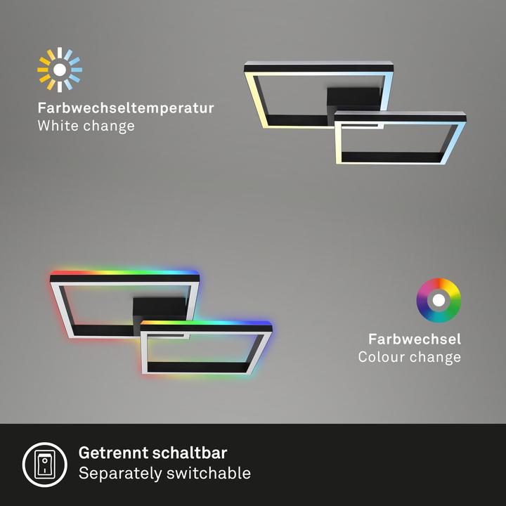 Produktbild Briloner RGB CCT LED Deckenleuchte, schwarz, LED/40W (1900 lm)