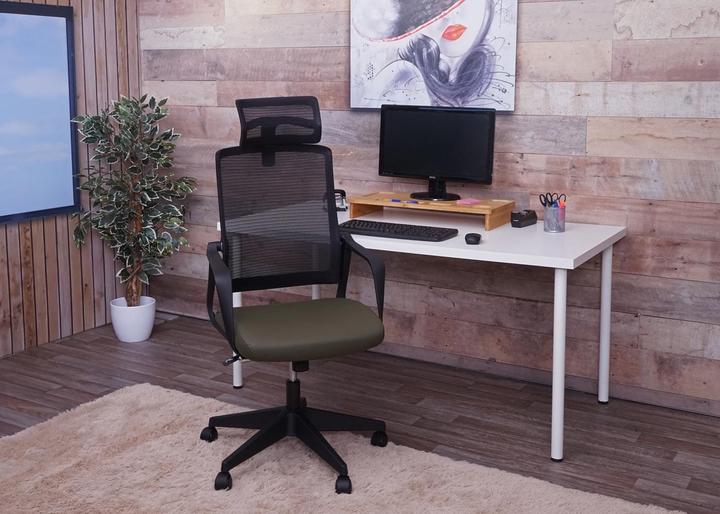 Produktbild Swisshandel24 Bürostuhl, Drehstuhl Schreibtischstuhl, ergonomisch Kopfstütze, Kunstleder olivgrün