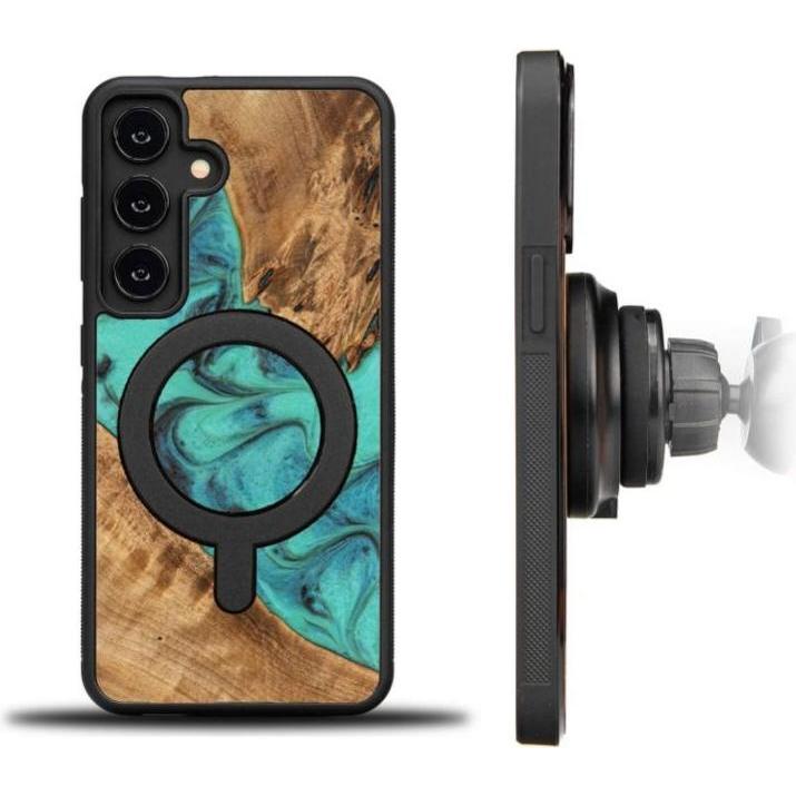 Thumbnail - Bewood Unique MagSafe Turquoise wood and resin case turquoise and black (Samsung Galaxy S24), Smartphone Hülle, Türkis