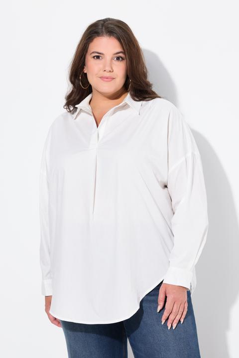 Immagine prodotto Ulla Popken Blusa dal taglio oversize con pieghe, collo da camicia e maniche lunghe (54)