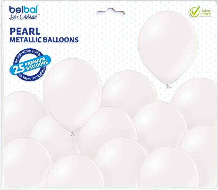 Actual product image Belbal 25 Decorative Round Balloons Ø 33 cm METALLIC PEARL WHITE (25 x)