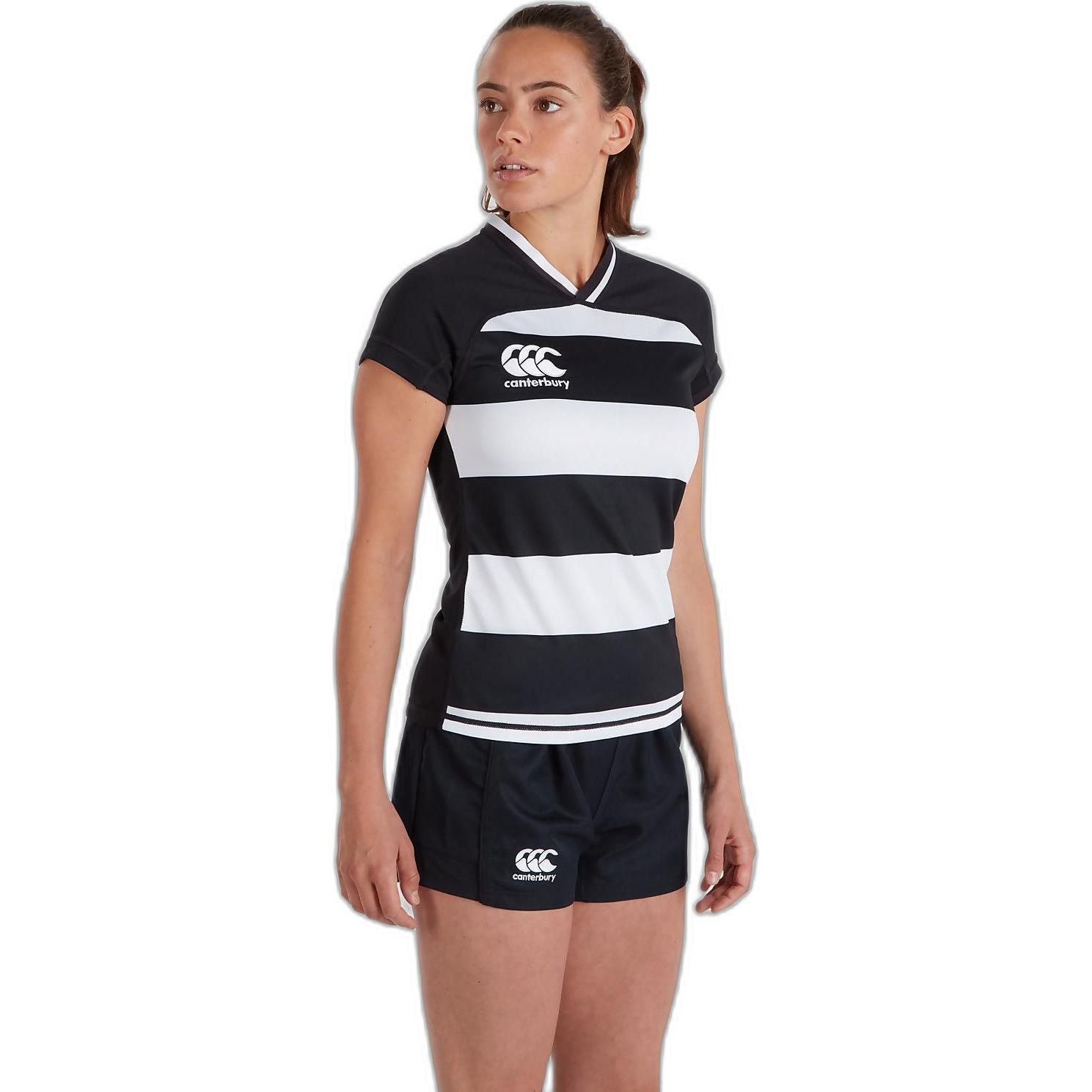Thumbnail - Canterbury, Damen, Sportshirt, gestreiftes trikot, damen vapodri evader (XS), Schwarz, Weiss, XS