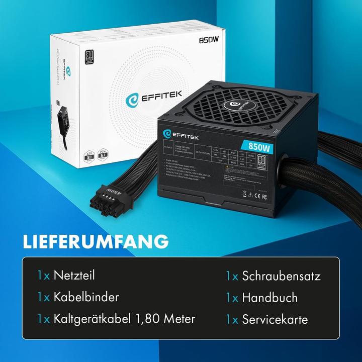 Produktbild Effitek Netzteil 850W Silver ATX 3.1, PCI 5.1 (850 W)
