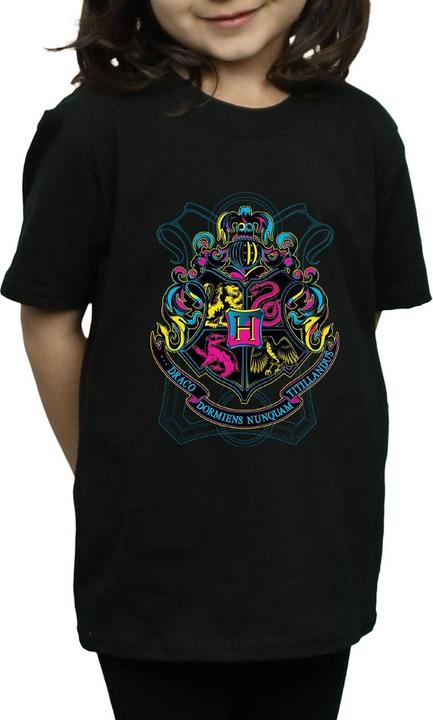 Actual product image Girls Neon Hogwarts Crest Cotton T-Shirt (116)