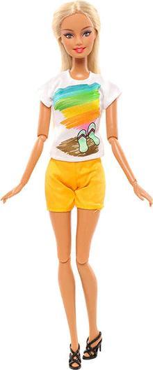 Image du produit Hermex Ken et Barbie Pantalons et T-shirt par paire Set Mode Jaune Arc-en-ciel
