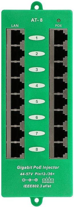 Produktbild Extralink ACTIVE POE INJECTOR 8 PORT GIGABIT 802.3AT/AF MODE A - - 8-Port Gigabit Ethernet (802.3af (PoE), 802.3at (PoE+))