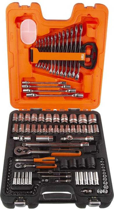 Produktbild Bahco 1/4"- und 1/2"-Steckschlüssel-Satz inklusive Ring-Maulschlüsseln/Schraubendreher-Einsätzen - 108-