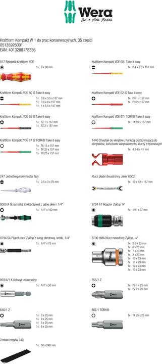 Produktbild Wera Kraftform Kompakt W 1 Wartung (35 Teile)