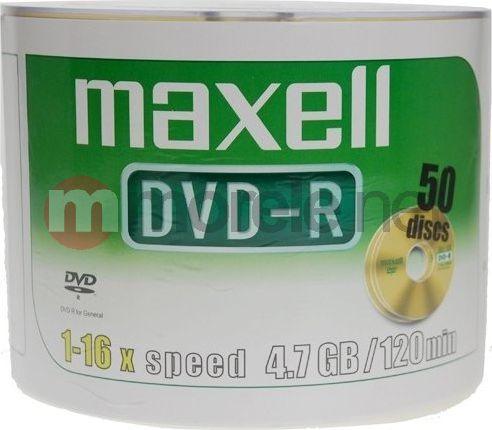 Actual product image Maxell DVD-R 4 7GB 50 szt w opakowaniu SHRINK. Prędkość zapisu 16X 120 min Przeznaczenie nagrywa (50 x)