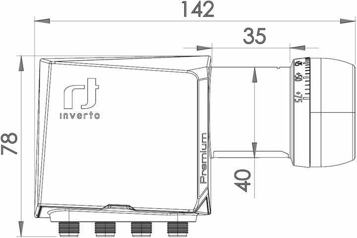 Produktbild inverto Quad Premium LNB IDLP-QDL413-PREMU-OPN 40mm, Full HD, 4K, mit LTE-Filter (Quad (IDLP-QDL413- (Quad LNB, 40mm)