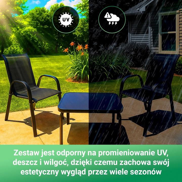 Image du produit Extralink Schwarzwald Klassisches Gartenmöbelset Textilen Zwei Stühle + Tisch Schwarz L-0750