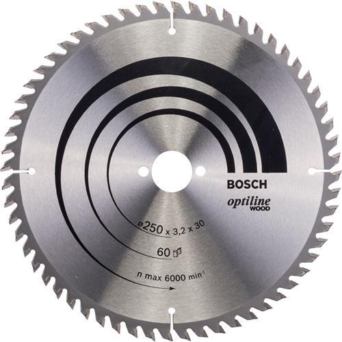 Bosch Professional Zubehör, Lama, Kreissägeblatt Optiline Wood AD 250mm Z.60 WZ Bohr.30mm Schnitt-B.3,2mm