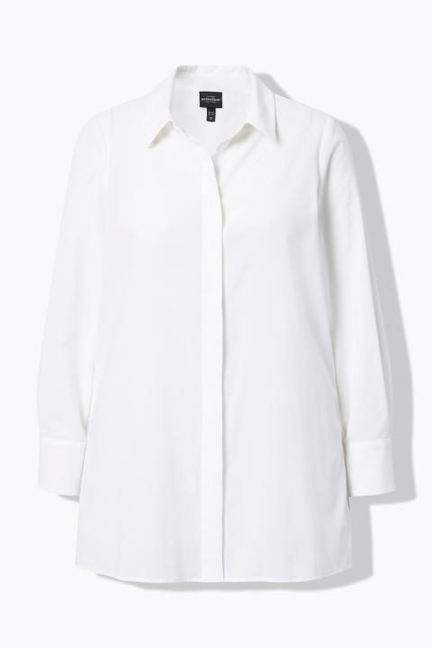 Actual product image Ulla Popken Pleated Long Sleeve Button-Down Blouse (60)