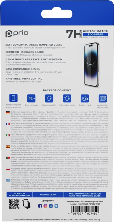Produktbild prio Displayschutzglas (1 Stück, Apple iPhone 15 Plus, Apple iPhone 15 Pro Max)