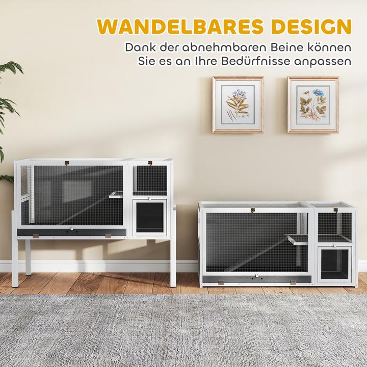 Image du produit PawHut Kaninchenstall Tannenholz, Metall Grau