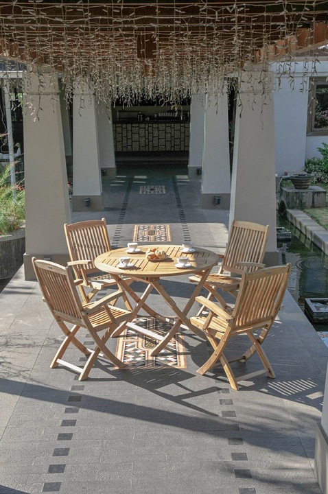 Image du produit Zebra Poker Table repas pliante Ø 70cm en teck (70 cm)