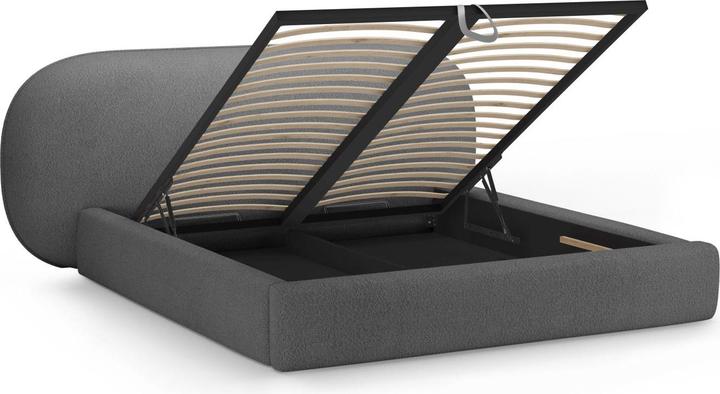 Actual product image Micadoni Boucle Storage Bed with Headboard, "Ovalo", Dark Grey, 234x250x96 Made in Europe (160 x 200 cm)