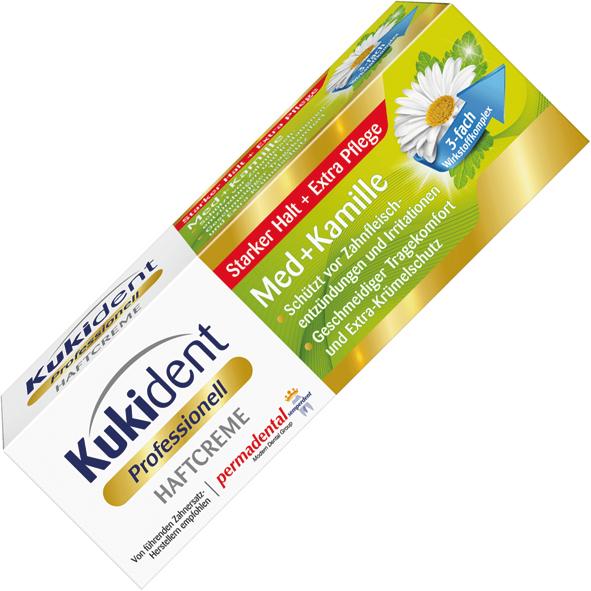 Productafbeelding Kukident Kleefcrème Med + Kamille extra sterke fixatie, 40 g crème
