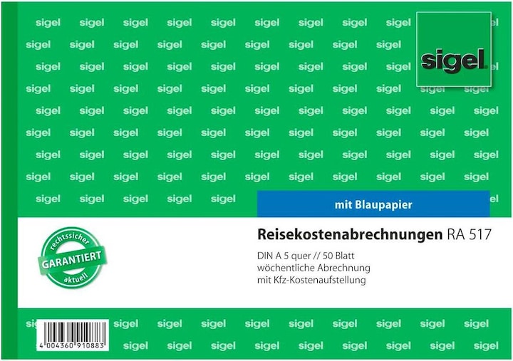 Produktbild Sigel Formularbuch "Reisekostenabrechnung", A5 quer (50 x)