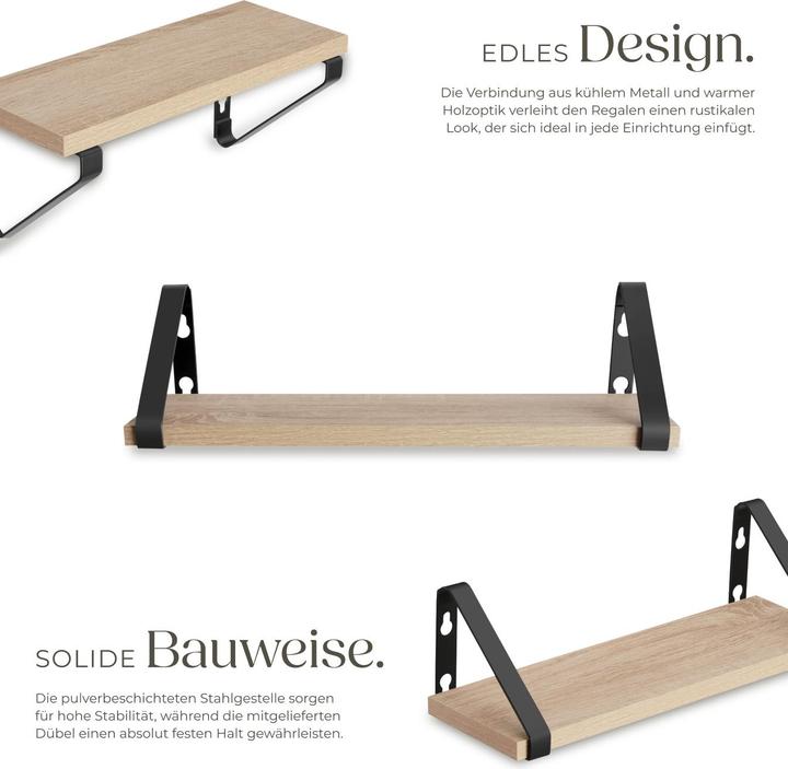 Actual product image tectake 3 hanging shelves Cowell (40 x 12 x 12 cm)