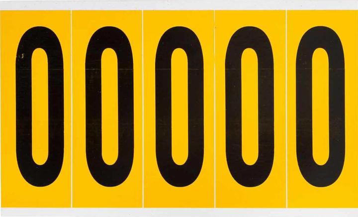 Actual product image Brady B-946, 1560-0, vinyl, labelling: 0, black on yellow, 44 x 127mm, font height 98mm(25 K. (4.45 cm)