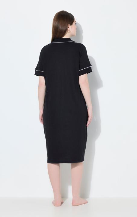 Image du produit Ulla Popken Chemise de nuit, col à revers et manches courtes, passepoils fantaisie (56)